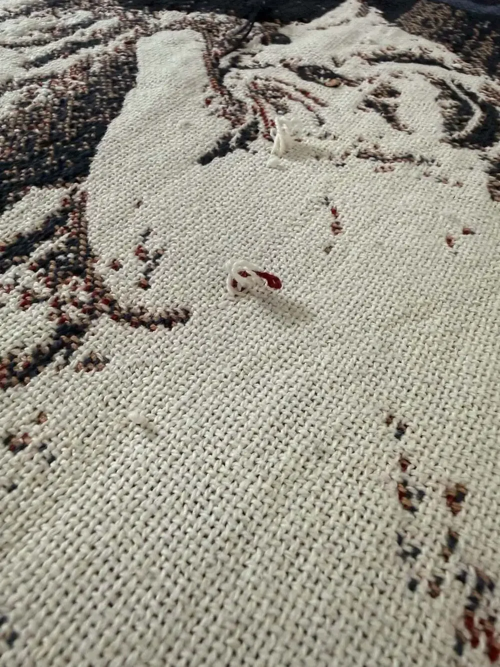 Goodwin Weavers Woven Cotton Tapestry Blanket w/ Cats *see description